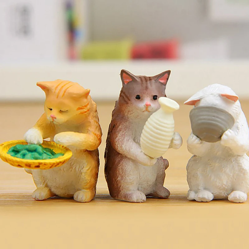 

Miniature Figurine Girl Boy Toys Baby Pet Toy Home Decoration Resin Craft Lifestyle Cats Figures Animal Model