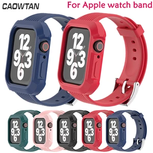 Ремешок силиконовый спортивный для Apple Watch 6 se, резиновый браслет для Iwatch series 6 5 4 3 40 44 мм, 38 42 мм