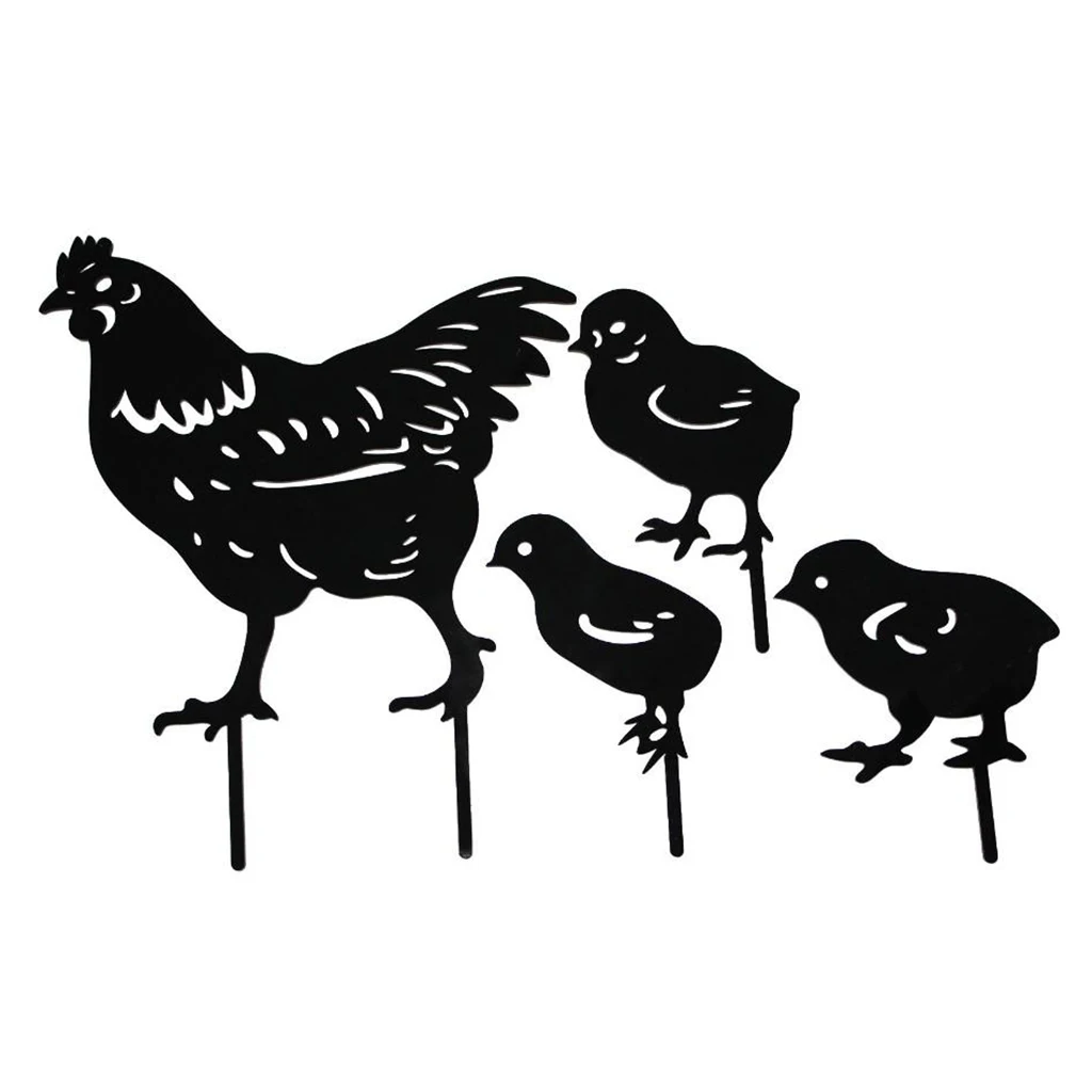 

Decorative Garden Stakes Chickens Family Silhouette Outdoor Lawn Ornaments