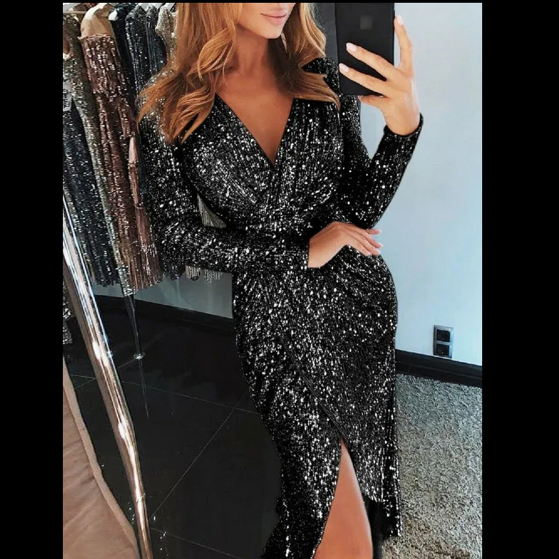 Женское сексуальное облегающее платье с блестками блестящее Короткое