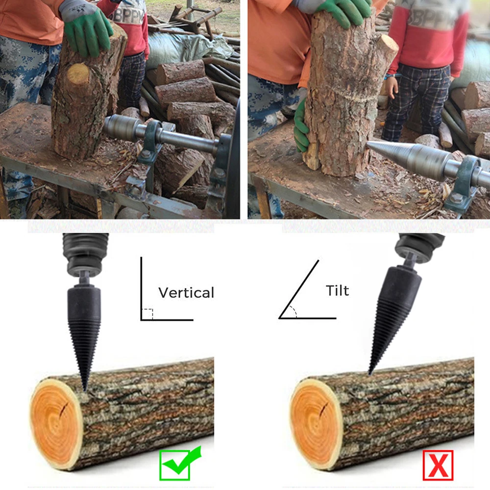 

32/42mm Wood Splitter Drill Bits Hex Shank Round Square Cone Reamer Punch Driver Step Drill Set Firewood Machine Drilling Tools