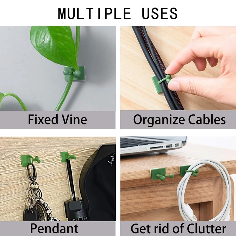 

120Pcs Green Invisible Wall Vine Fixing Clip, Plant Climbing Fixing Device Self-Adhesive Fixing Hook Vine Fixing Device