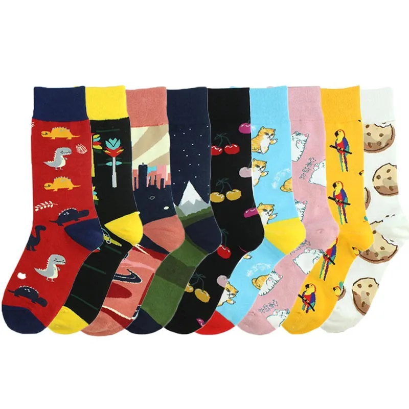 Милые модные носки в стиле Харадзюку Носки с рисунком еды печенья животных кошек