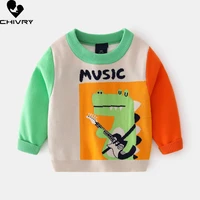 new 2021 autumn winter kids pullover sweater boys cartoon music dinosaur jacquard o neck knitted jumper sweaters tops clothing