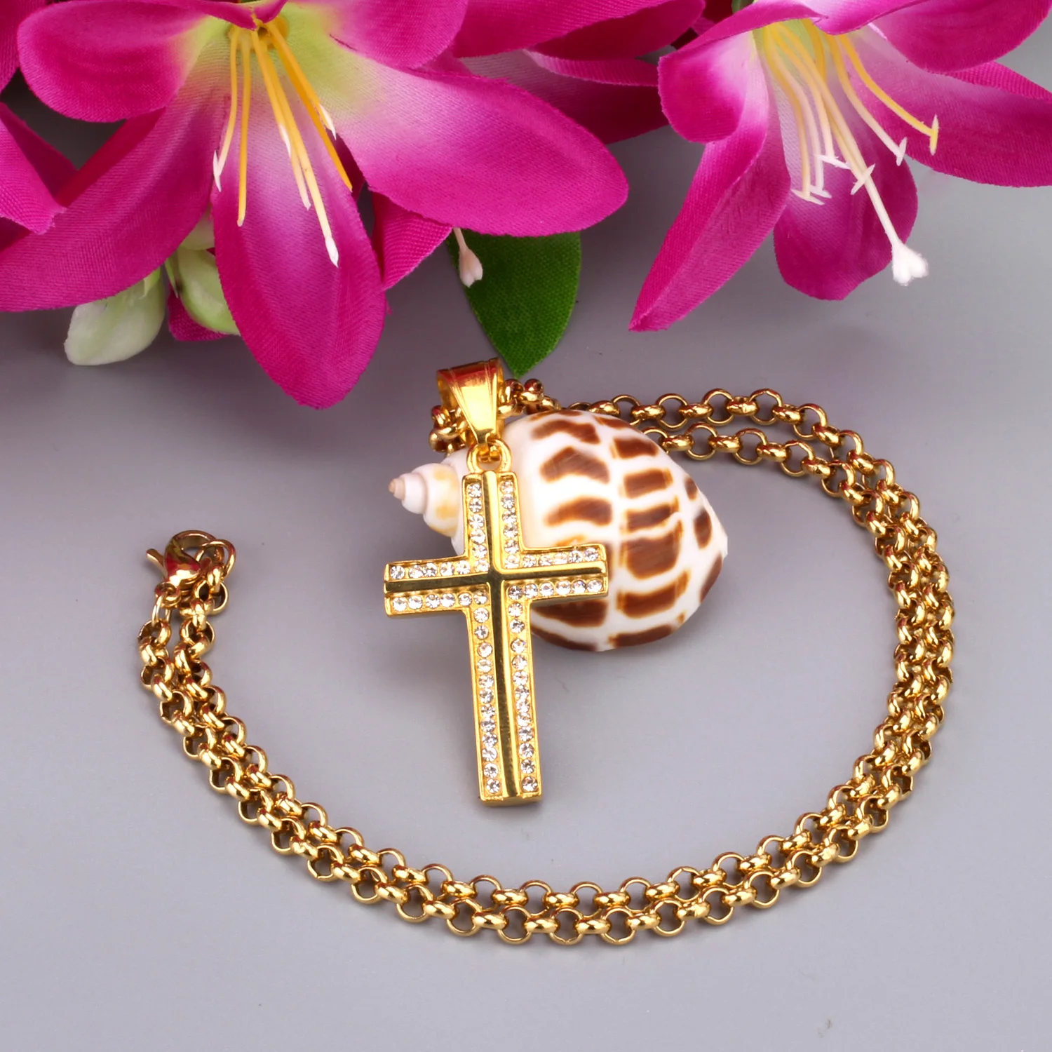 Подвеска в виде креста LUXUSTEEL ожерелье с очаровательным кристаллом религиозное