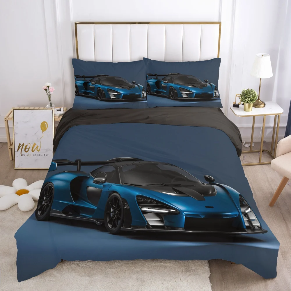 

Bedding set Queen King Full Double Duvet cover set pillow case Bed linens Quilt cover 240x220 240*260 Car Blue racing