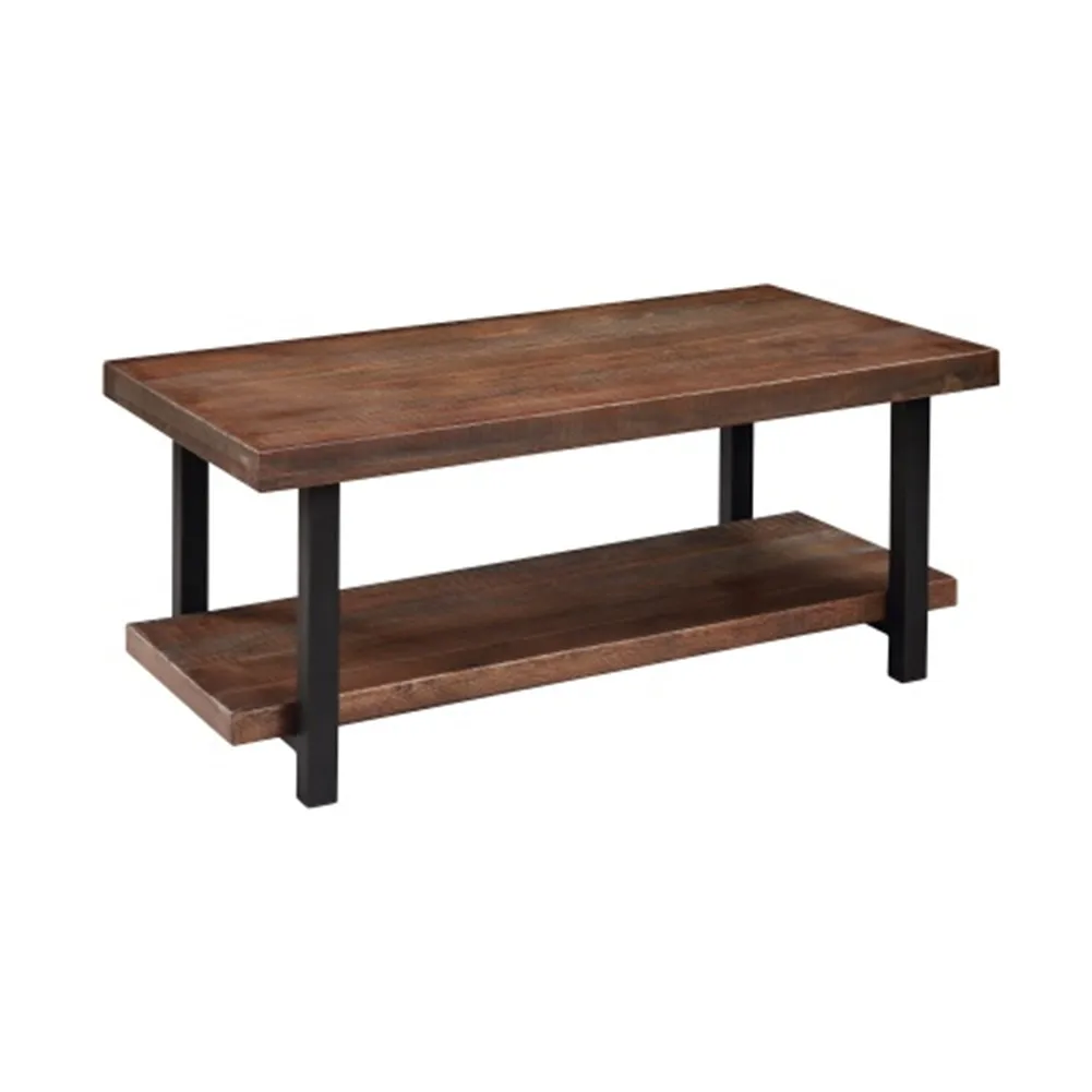 

Industrial Coffee Table Solid Wood Mdf Table With Open Shelf Iron Frame