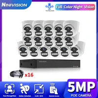 ninivision 4k poe nvr system 1080p 2mp 5mp two way audio poe full color night dome camera 16ch nvr kit video surveillance set