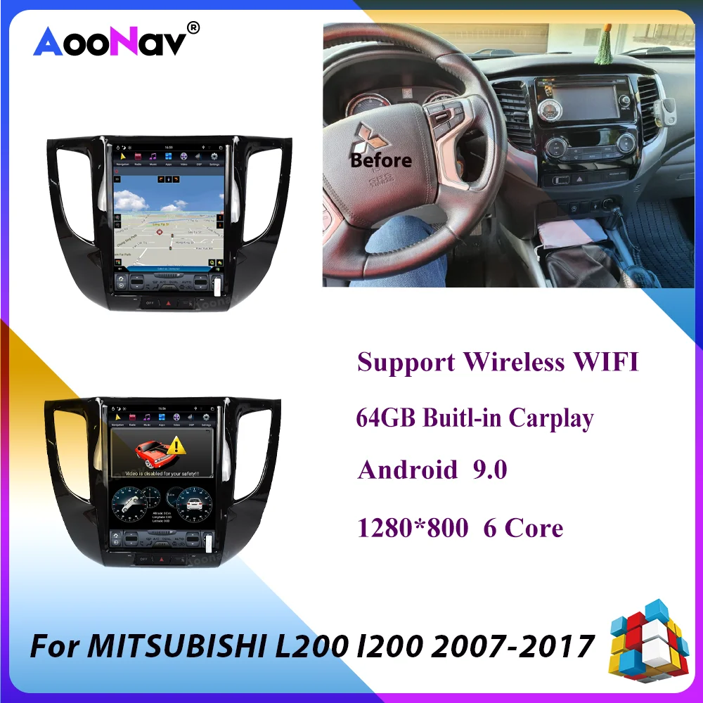 

Автомагнитола на Android 9,0, в стиле Tesla, с GPS-навигацией, для MITSUBISHI L200 I200 2007-2017, автомагнитола, мультимедийный проигрыватель, магнитофон