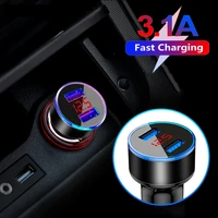 3 1a dual usb car charger led charging digital display mini mobile phone quick charge car adapter for iphone 12 xiaomi 11 redmi