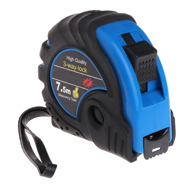 

5m 7.5m Retractable Tape Measure 3-Way-Lock Metric Rubber Measuring Tape Rule