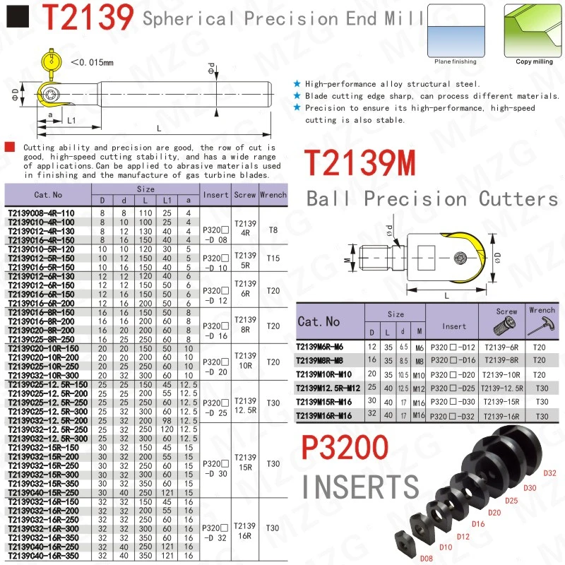 MOSASK T2139 Сферический адаптер T2139C16-8R-150-1T полукруглый лезвие P3200 CNC чистовой резец фрезерный инструмент прецизионный концевой мельница