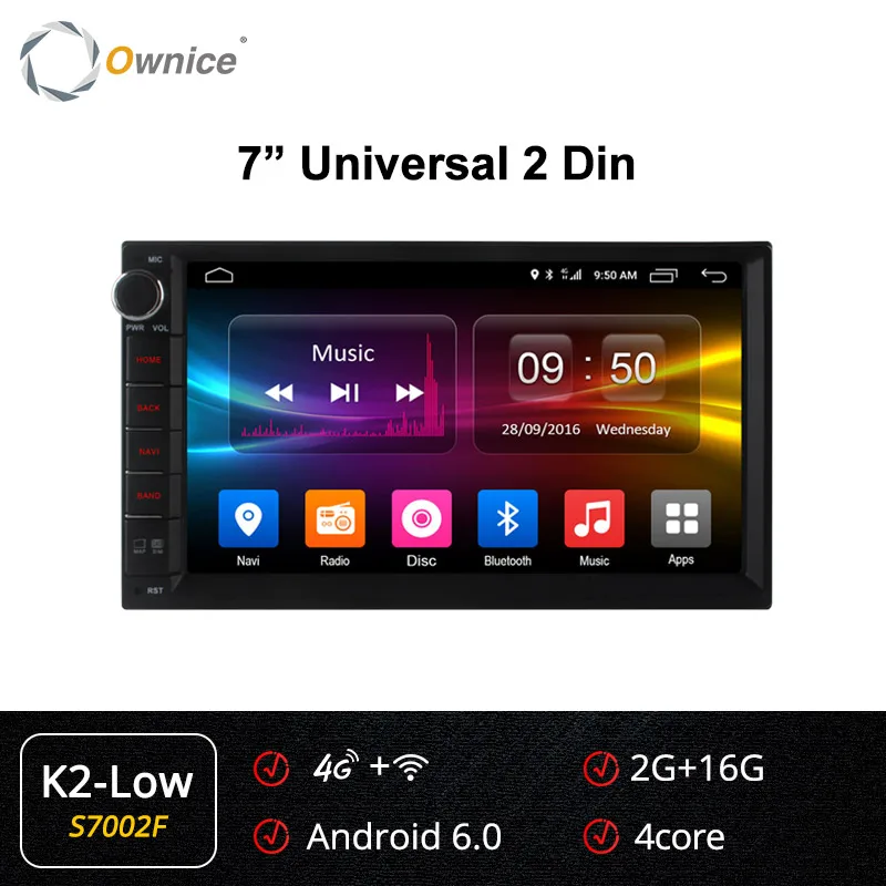 Ownice K1 K2 K3 2G ram Восьмиядерный android 8,1 поддержка 4G SIM LTE сеть DAB+ Радио 2 din универсальный автомобильный dvd-плеер навигация GPS, DVD - Цвет: S7002 K2-Low