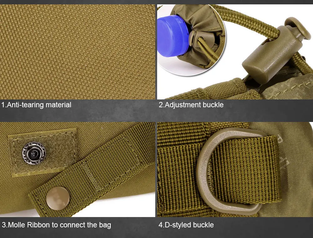 SINAIRSOFT MOLLE система армейская прочная бутылка для воды d-кольцо держатель шнурок мешок Открытый тактический военный бутылка для воды сумка