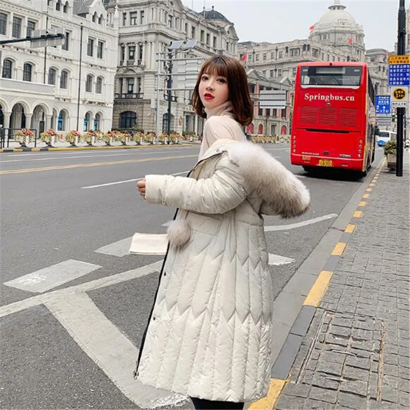 Толстое пуховое хлопковое зимнее пальто для женщин размера плюс средней длины