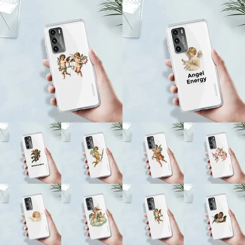 

interesting angel Phone Case Transparent For Huawei MATE P 40 30 20 10 pro plus lite X 5G Soft TPU Clear Mobile bags