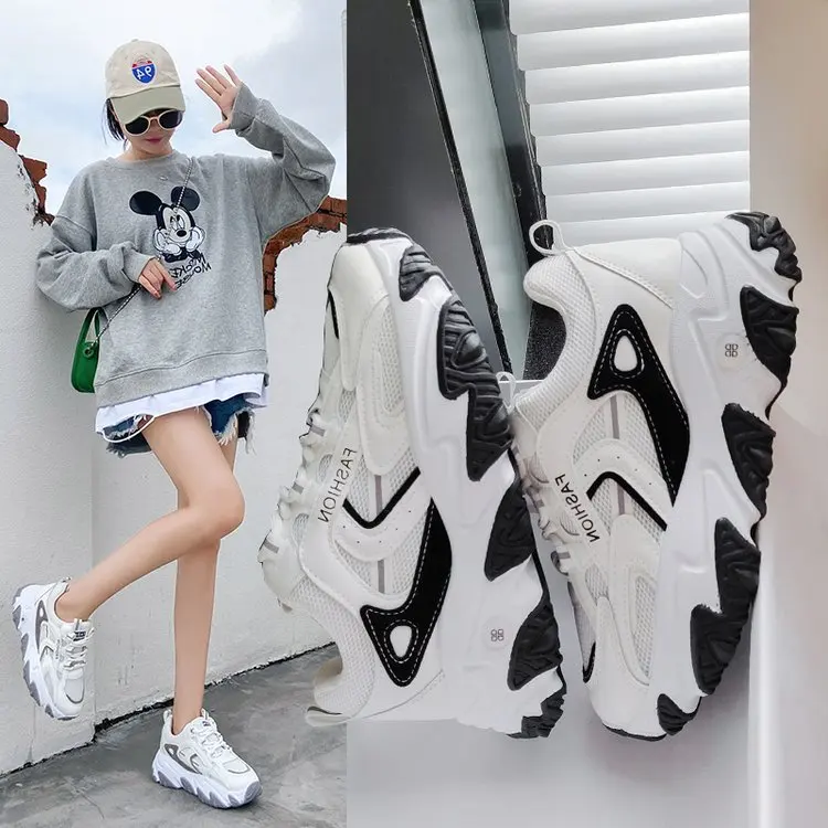 

2021 autumn new women shoes Korean sports and leisure white shoes shallow mouth thick bottom old shoes women trend