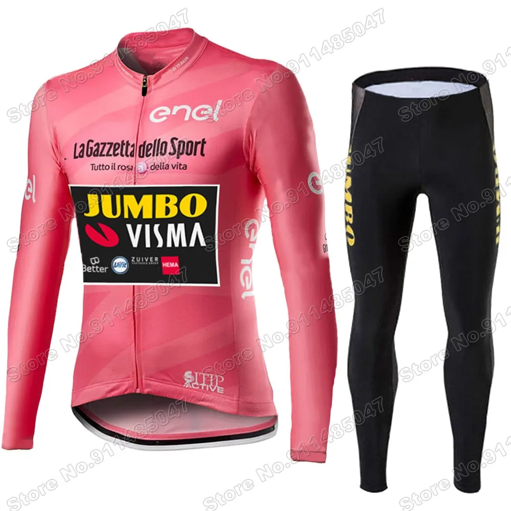 

Maglia Italy Tour JUMBO VISMA 2021 Cycling Jersey Set Tour De ITALIA Cycling Long Sleeve MTB Bike Road Pants Bib Maillot Culotte