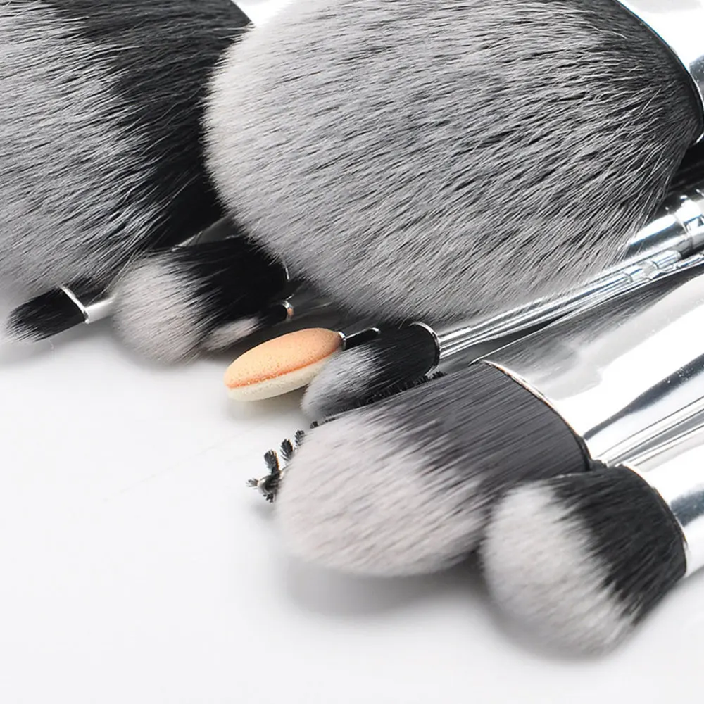 

10pcs Beginner Makeup Brush Wood Handle Cosmetic Tools Girls Makeup Tool (Black)