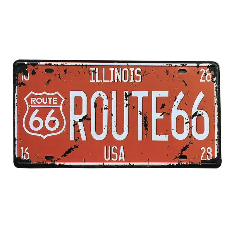 30*15 см США винтажная пластина металлическая жестяная вывеска Route 66 номер автомобиля гаражный Декор номерная табличка плакат клуб на стену Pin Up плакат - Цвет: H