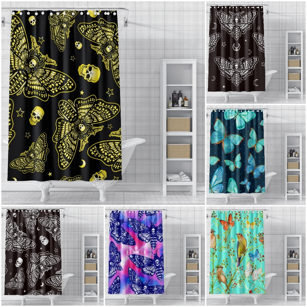 

Butterfly Shower Curtains Moth Bath Curtain Waterproof Bathroom Decor With Hooks 3d Printing Bath Curtain