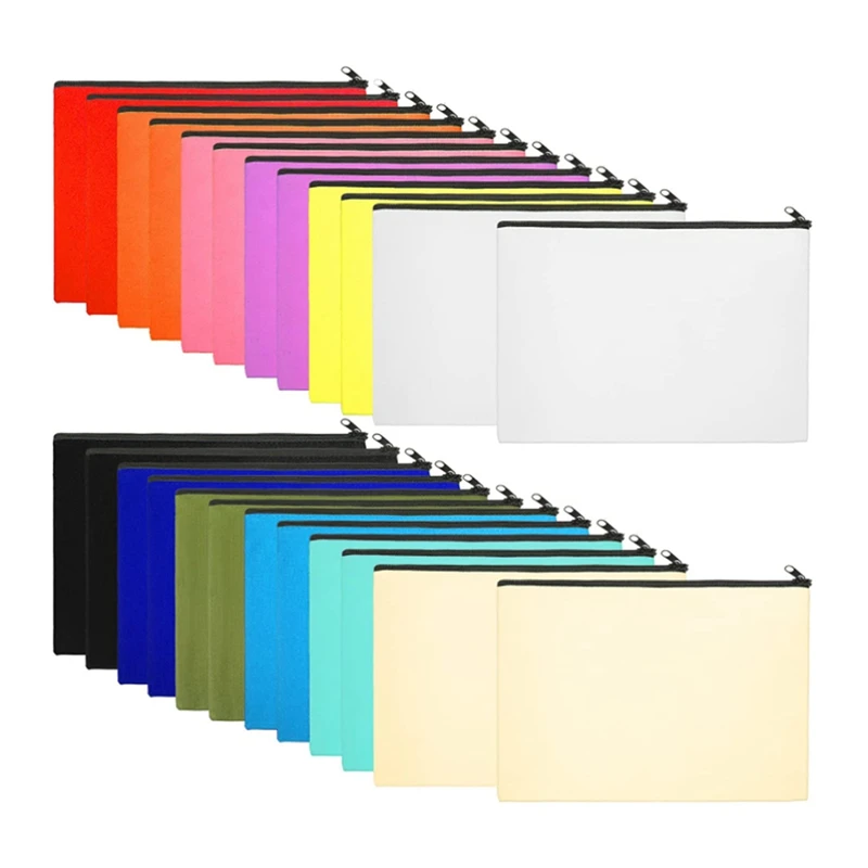 

24Pcs Cosmetic Bag Canvas Bag Makeup Bag Traveling Toiletry Pouch Pencil Bag with Zipper Multicolor