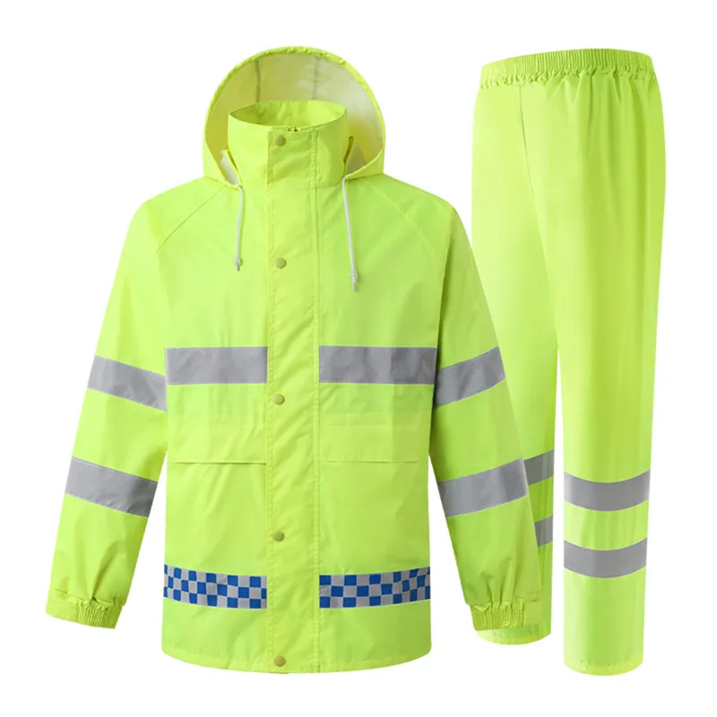 Yellow set Светоотражающий плащ пальто и брюки комплект Mtorcycle плащ ветрозащитный Оксфорд велосипедист утолщение темно-синий отражающий фильтр - Цвет: Yellow set