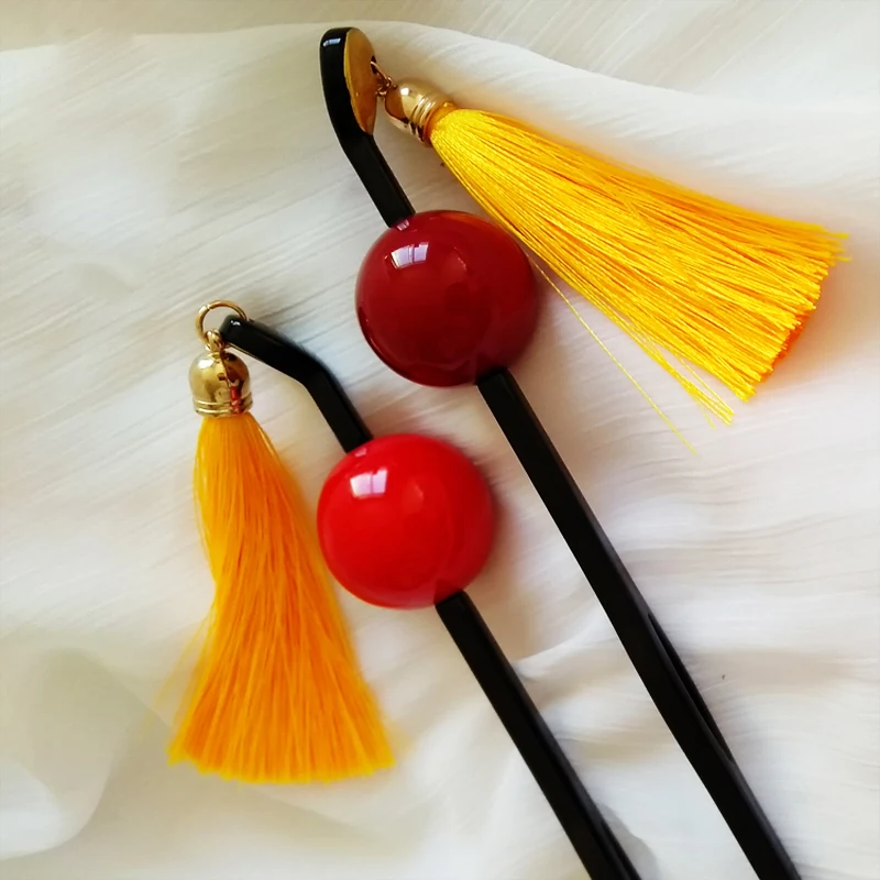 1 шт. винтажная декоративная шпилька для волос в японском стиле с кисточками