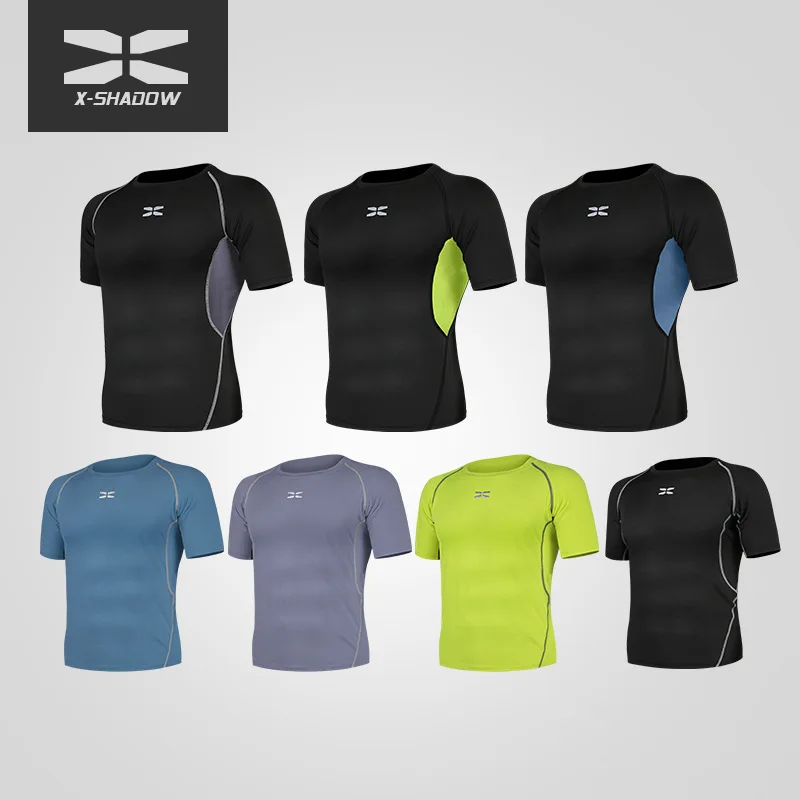 

2021 new fast dry clothes men's short sleeves loose tight fitness T running T shirt summer sports T shirt