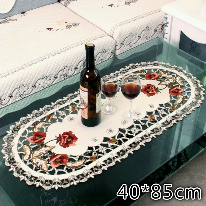 

Винтажная кружевная скатерть с вышивкой 40*85 см, винтажная скатерть, овальная Цветочная скатерть, декоративная подушка, свадебное украшение