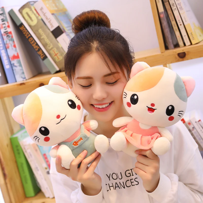 

shopify service Creative ins cute net red small milk cat doll plush toy girl heart furry big pillow Halloween Christmas Gift