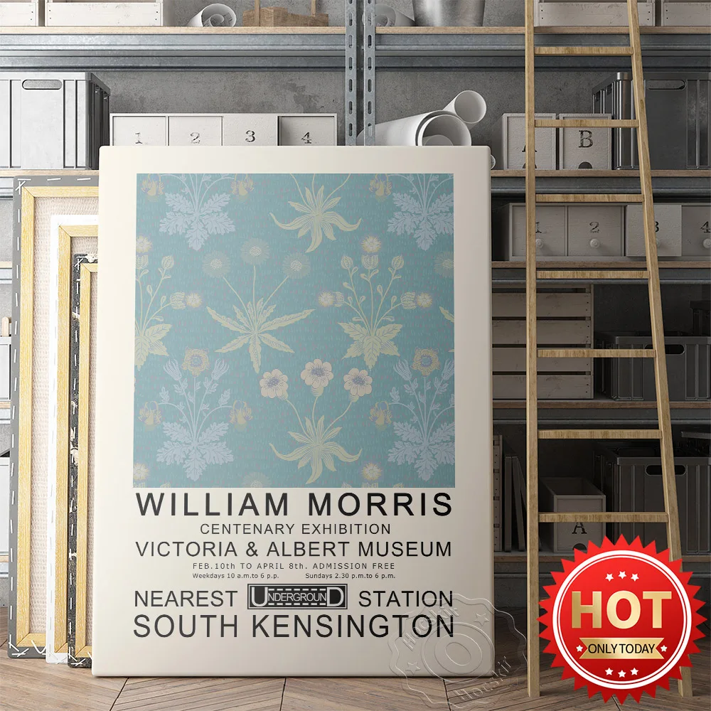 

William Morris Centenary Exhibition Poster, William Home Decor Pattern Prints Poster, Morris Vintage Art Wall Gift Stickers,