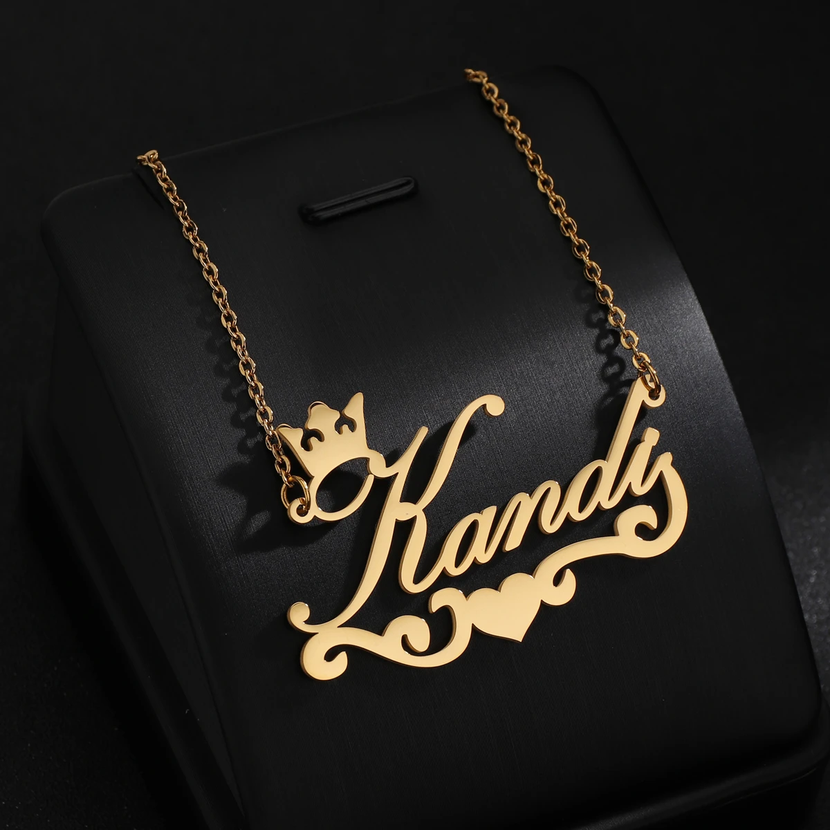 

Customized Crown Name Pendants Necklaces Stainless Steel Personalized 2-Layer Heart Nameplate Necklace Birthday Gifts Idea