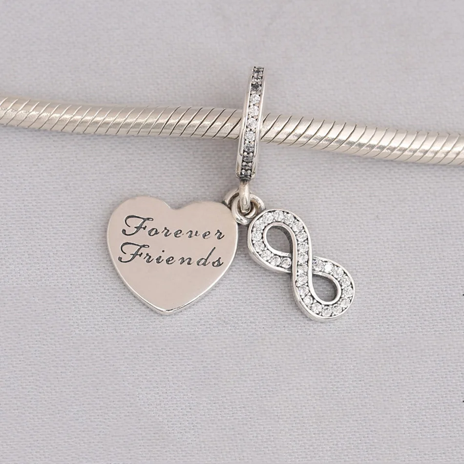S925 подвеска из бисера Сердце Навсегда друзья подвеска-Шарм подходят для