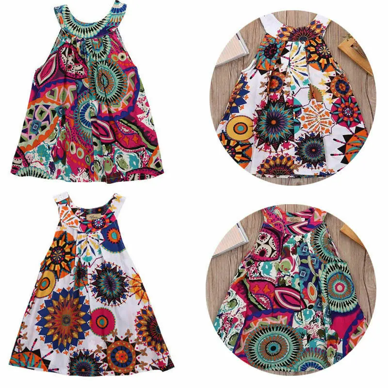 Американские вечерние платья без рукавов с цветочным принтом для маленьких