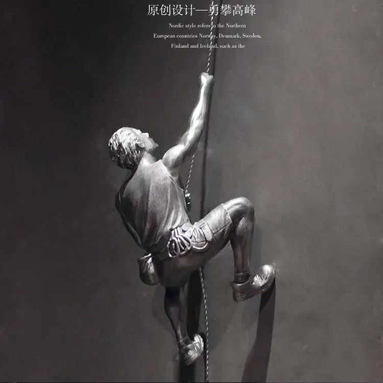 

American Retro Resin Climbing Man Rope Sport Climbing Character Statue Crafts Wall Hanging Ornaments Wall Background Mural Art