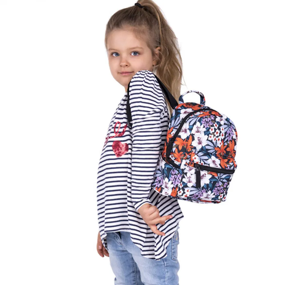 Women Backpack Print Flowers Fashion Cute Mini Backpack For Girl Small School Bag For Teen 1-5 Grade Waterproof Travel Bag