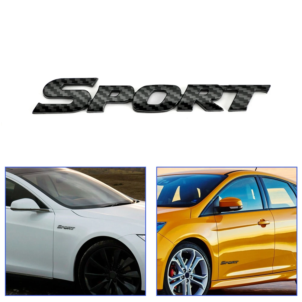 

3D Car Stickers SPORT Logo Emblem Badge Carbon Fiber Sticker Auto Trunk Bumper Decal Car Styling Accessories Black