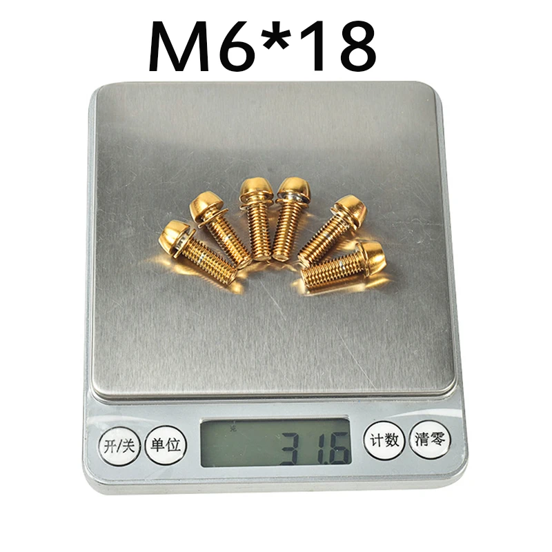 6 шт. винты M5 * 18 M6 с титановым покрытием для руля дорожного велосипеда MTB