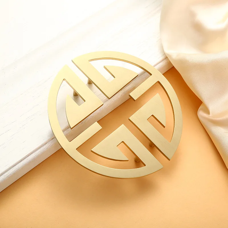 

Golden semi-circle copper wardrobe cabinet knobs and pulls new Chinese half-moon style furniture handle