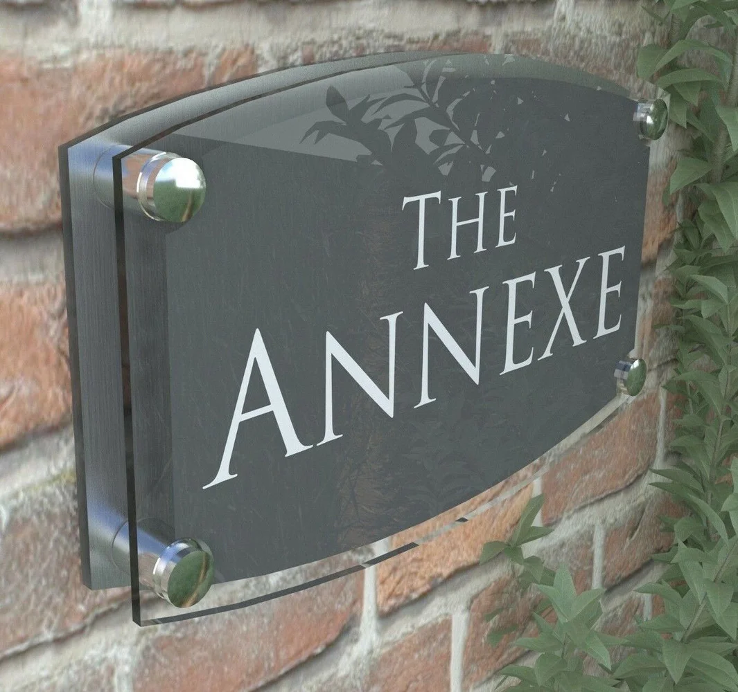 

Customized Modern House Address Plaque Door Number Signs Name Plates Glass Effect