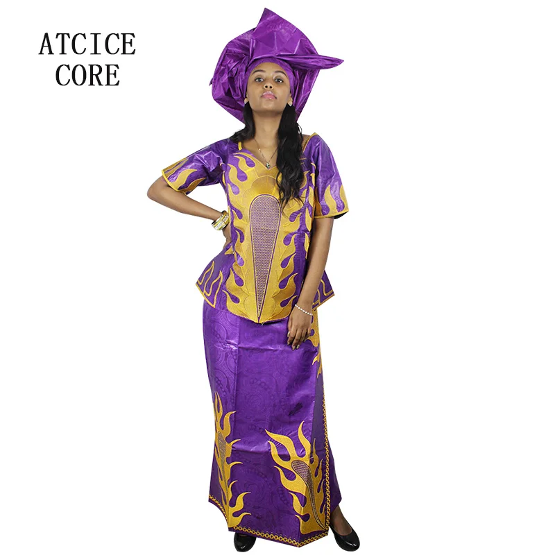 Африканские платья для женщин новый базин роскошное платье с вышивкой и рэппером