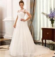 free shipping casamento cap sleeve lace vestido de festa 2016 fashionable sexy romantic white long wedding dress bridal gown