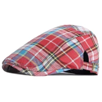 red beret cap adjustable young adult large plaid free shipping multicolor thin spring and summer anime men hat harajuku women