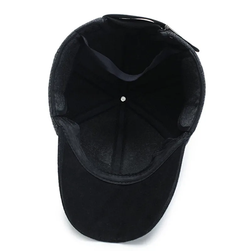 

XdanqinX Winter New Men's Warm Baseball Cap Thick Warm Earmuffs Hat Adjustable Size Men Casual Fashion Brands Caps Snapback Cap