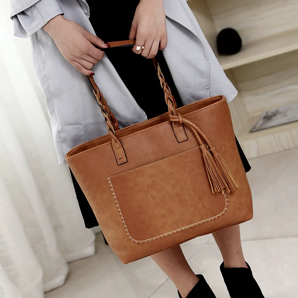 Tinkin/винтажная женская сумка на плечо из искусственной кожи с кисточками женские