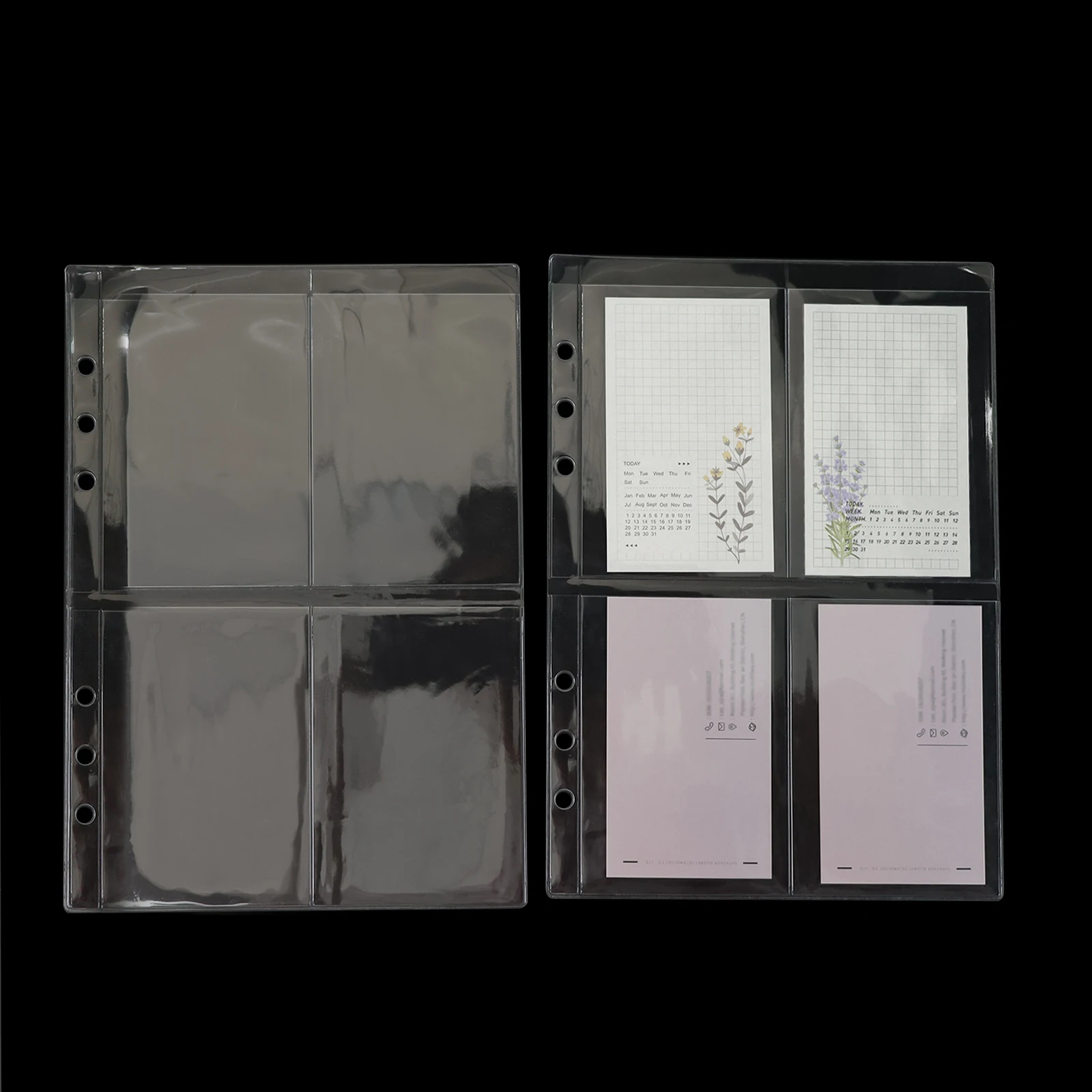 A5 Transparent 4 Compartment Pocket Business Card Photo Storage Clear Binder Pocket 10Pcs/Pack