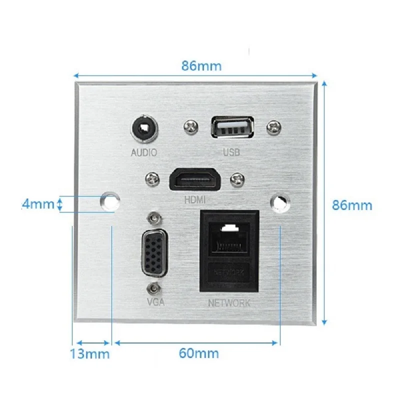 Welding free aluminum alloy panel Wall USB Charger AUDIO VGA socket Model 86 multifunctional Multimedia information |