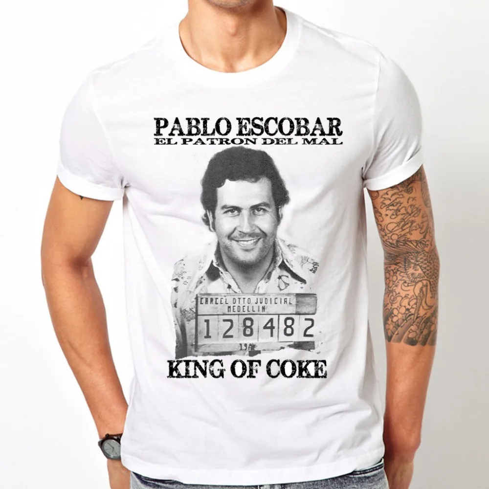Новая модная мужская футболка новая с изображением Пабло Эскобара короля кока