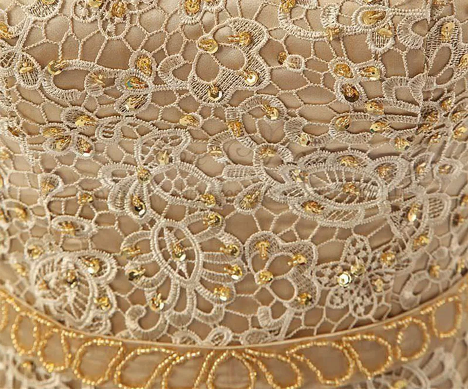 

Goud Kraal Moeder van de Bruid Jurk Formele Avondjurk voor Wedding Party Custom Made 1 bestel